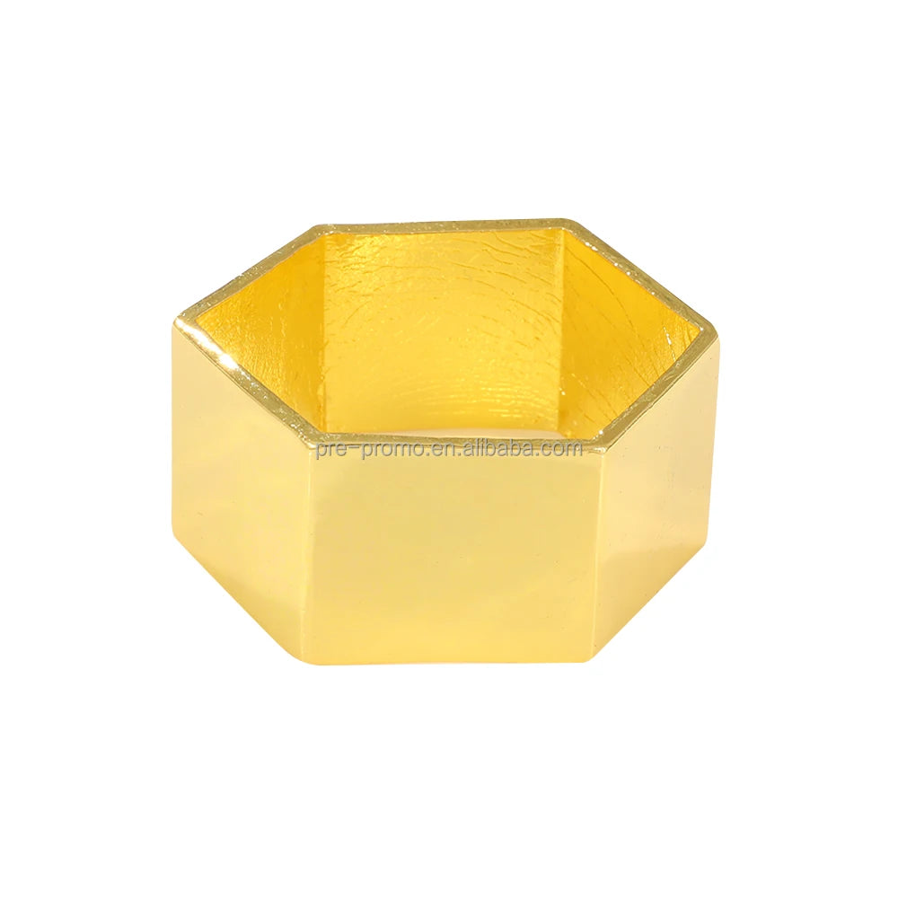 Wholesale Custom Wedding Favors Metal Gold Hexagon Napkin Ring