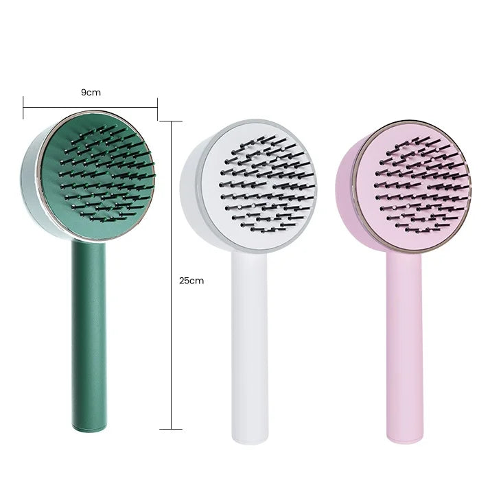 3 Colors Custom Logo Self Cleaning Promotion Air Cushion Massager Brush Plastic Detangling Air Cushion Hair Brush for Women