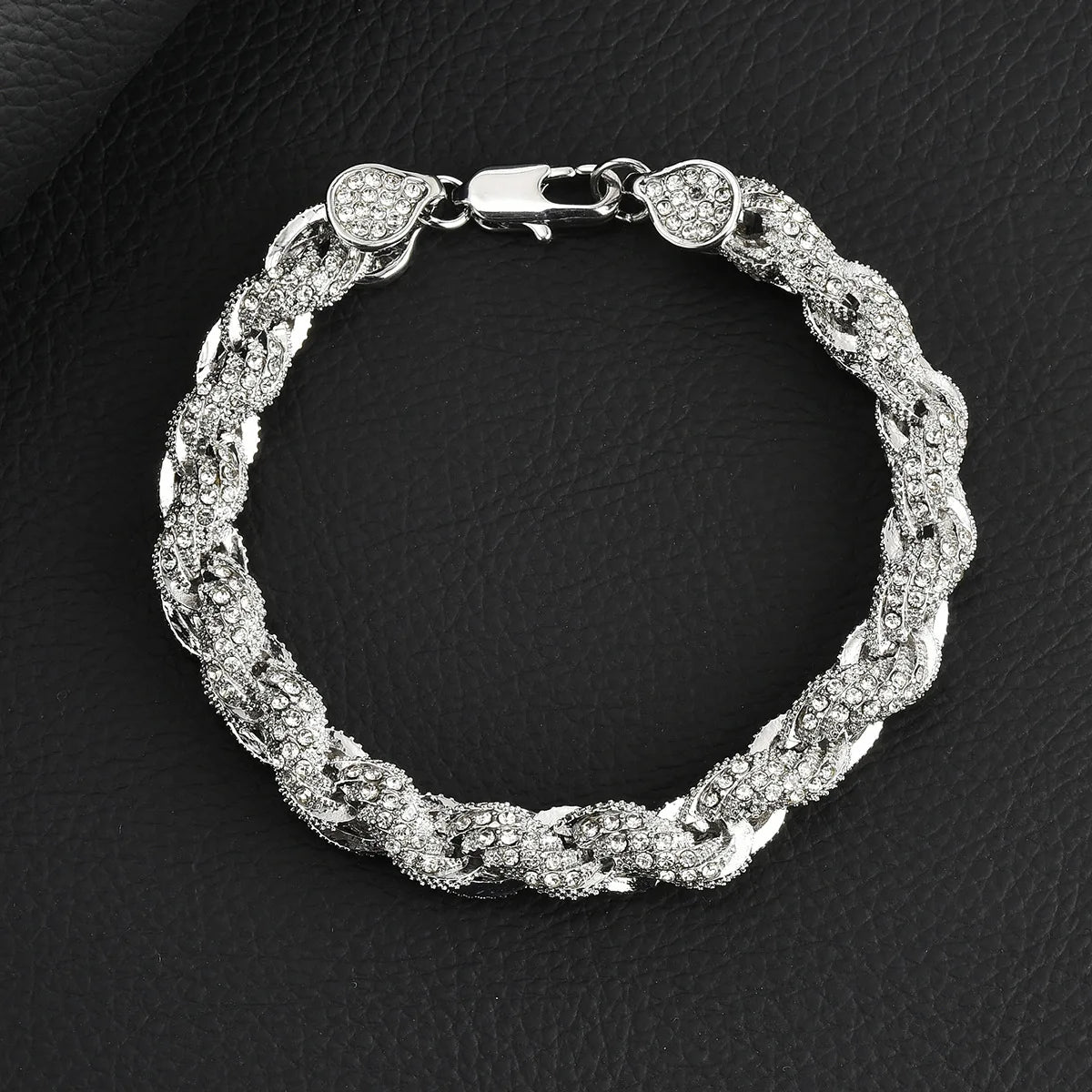 Hip Hop Men's Bracelet New Fashion 10mm Gold Silver Alloy Diamond Twist Multiple Specifications Fashion Chain & Link Bracelets