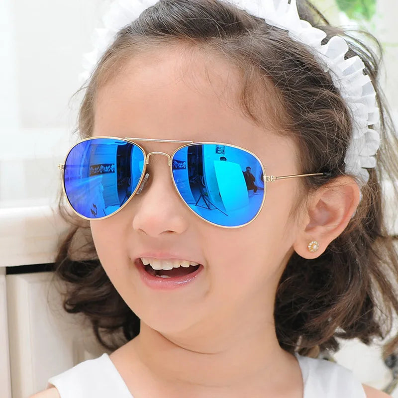 FEROCE Classic Children Aviation Sunglasses Mirror Boys Metal Frame Kids Pilot Eyeglasses UV400
