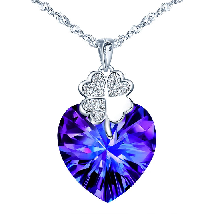 Wholesale Custom Dainty 925 Sterling Silver Crystal Heart Pendant Necklace for Women