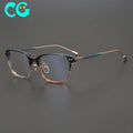 Lost Forest Japanese Hand-Made Ultra-Light Pure Titanium Women Retro Flat Mirror Trendy Business Myopia Square Glasses Frame