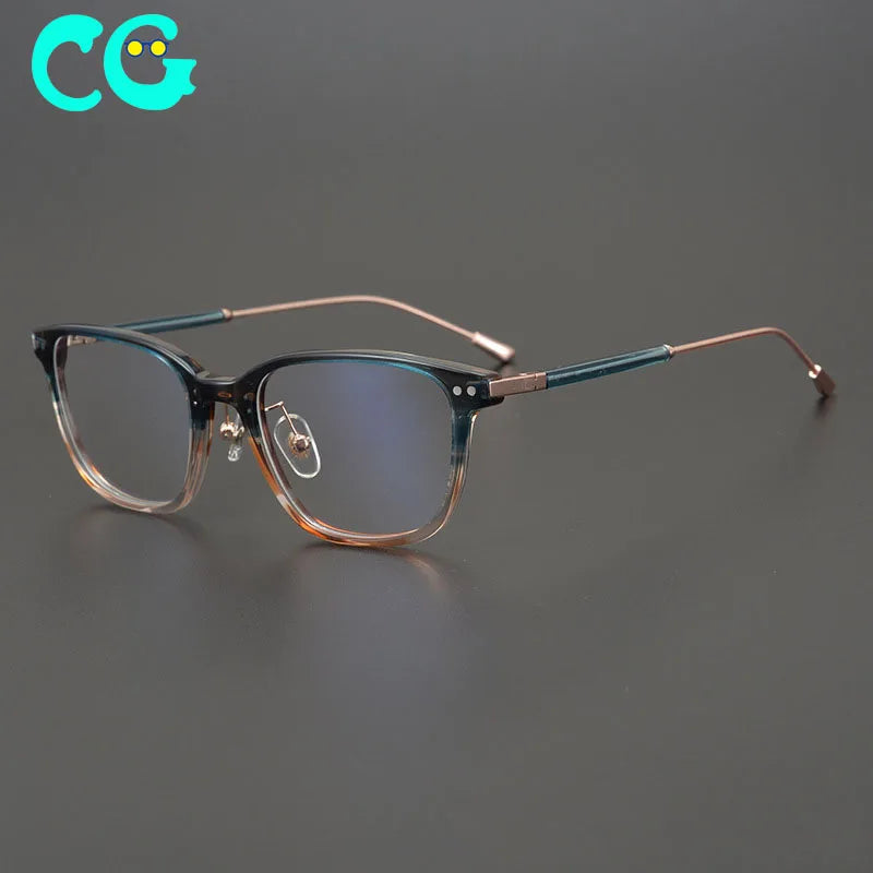 Lost Forest Japanese Hand-Made Ultra-Light Pure Titanium Women Retro Flat Mirror Trendy Business Myopia Square Glasses Frame