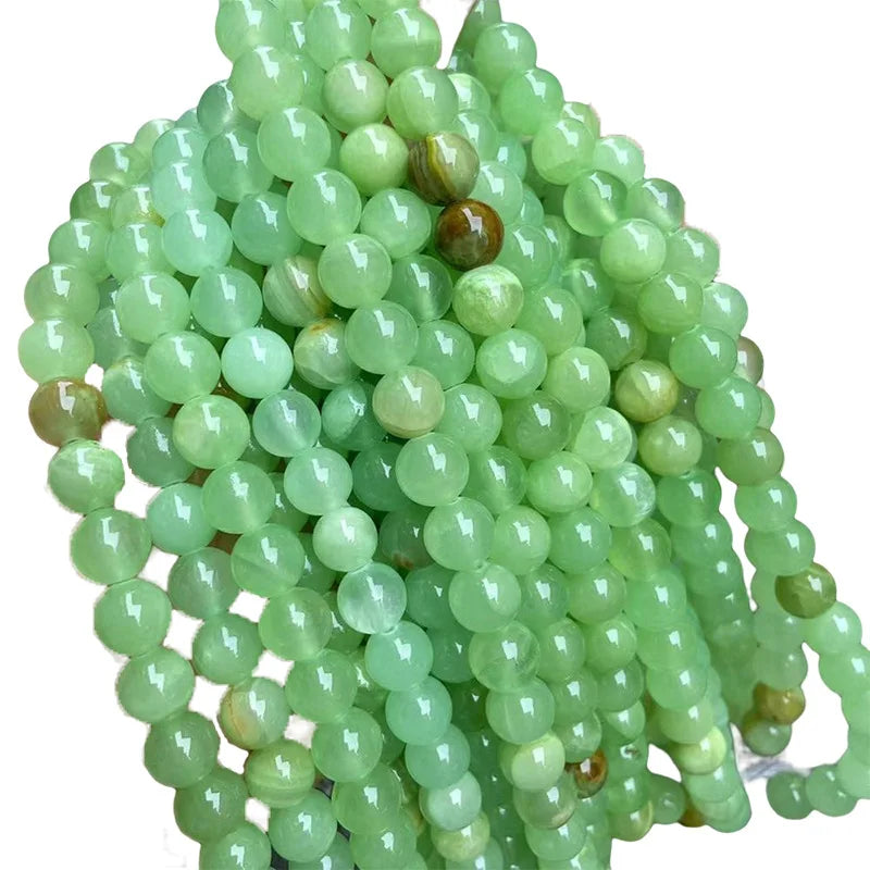 Green Jade Jewelry Beads Round Polished 4/6/8/10/12/14mm Stone Round Loose Beads for DIY Jewelry Making Bracelet Necklace