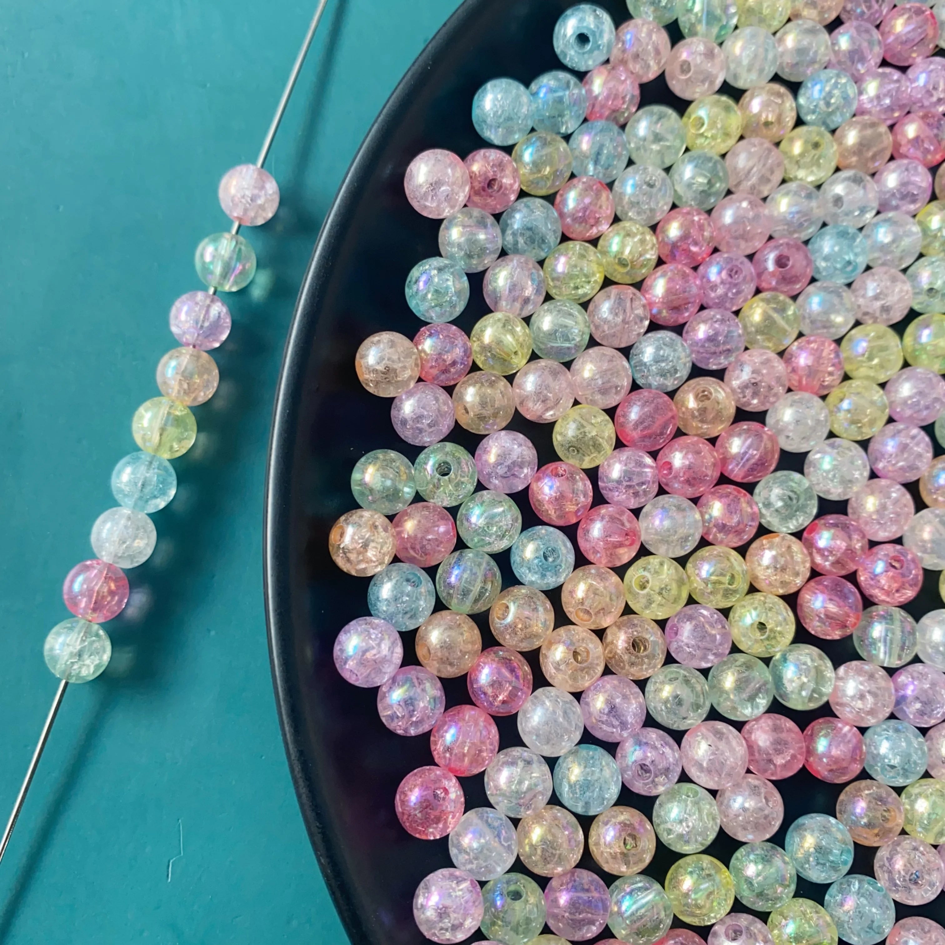 8MM Shiny Mixed Color Round Acrylic Beads for Phone Strap Keychain Making Spacer Beads