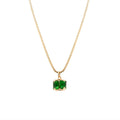 Large Stock 18K Gold Plated Stainless Steel Emerald Pendant Necklace for Ladies