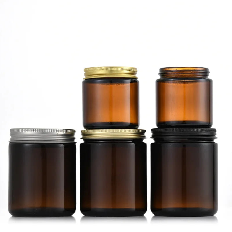 8oz 12oz Amber Glass Empty Candle Jars with Metal Lids for Home Decoration and Christmas Available in Bulk