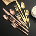18/0 Matte Cutlery Gold Stainless Steel Flatware Set Knife Fork Spoon Silverware Wedding Cutlery Set