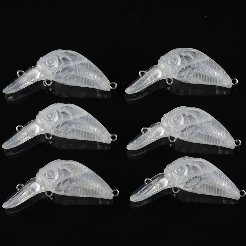 DORISEA G12 6cm 6.5g Unpainted Plastic Hard Artificial Minnow Popper VIB Crankbait Fishing Lure for Lake Use
