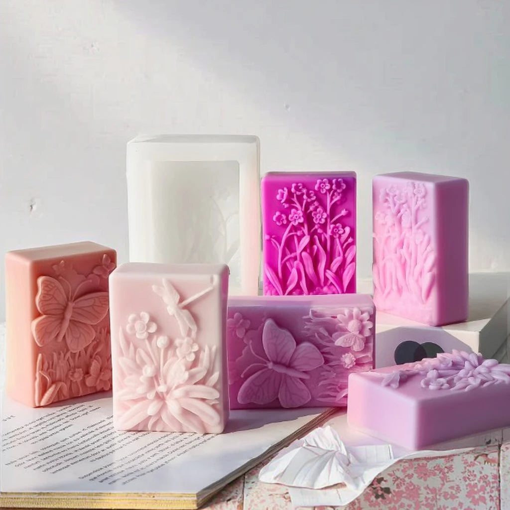 H-0307 4 Styles Oval Square Handmade Soap Silicone Mold DIY Flower Scented Candle Gypsum Car Enlargement Stone Home Decor Moulds