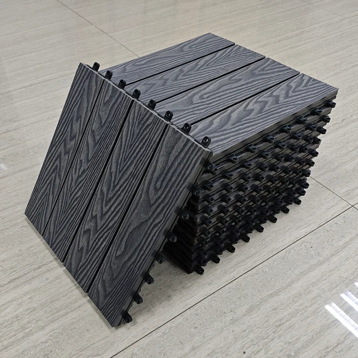 Modern 22mm WPC DIY Interlocking Decking Tiles Oak Wood Composite Embossing for Outdoor Garage Terrace Tiles for Exterior