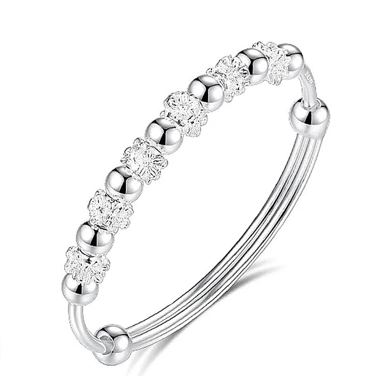 G2225 Wholesale Women Anti Stress Adjustable Fidget Rotating Plum Blossom Beads Anxiety Fashion Jewelry Bracelets & Bangles