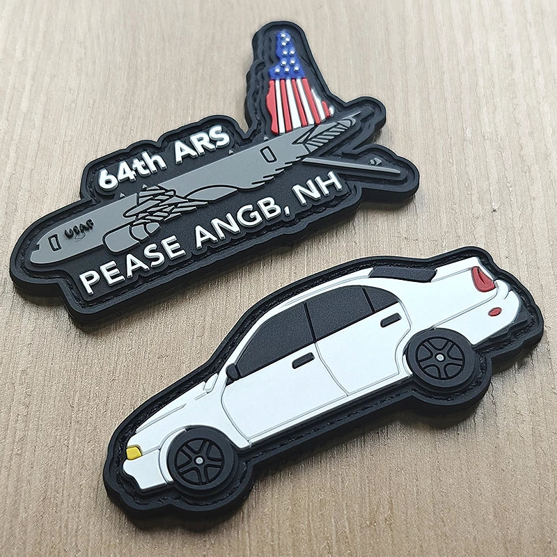 Customized Cartoon Car Model Soft PVC Patch 3d Rubber Patch Iron-On Clothing Labels