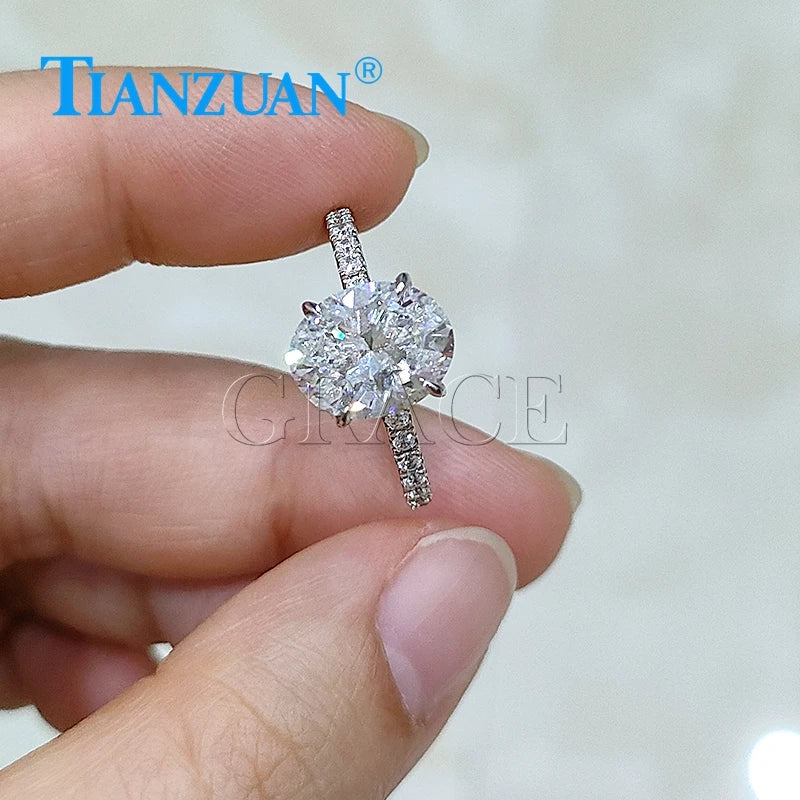 3ct 8*10mm Oval Round Half Eternity Band D White Vvs Moissanite 925 Sterling Silver Ring Jewelry Rings Engagement Ladies Men