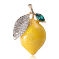 Wholesale Luxury Rhinestone Fruit Brooch Pin Small Lemon Brooch for Ladies Cloth Decoration
