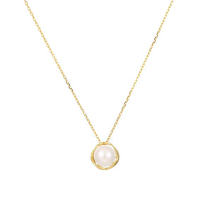 Fashion 925 Silver Jewelry Wholesale 925 Sterling Silver Necklaces Round Pearl Gold Plated Necklaces Women Valentine's Day Gift
