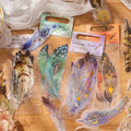 10pcs/pack Pet Stickers Flash Feather Series Special-Shaped Large Size Bronzing Gliding Journal Decoration Stickers