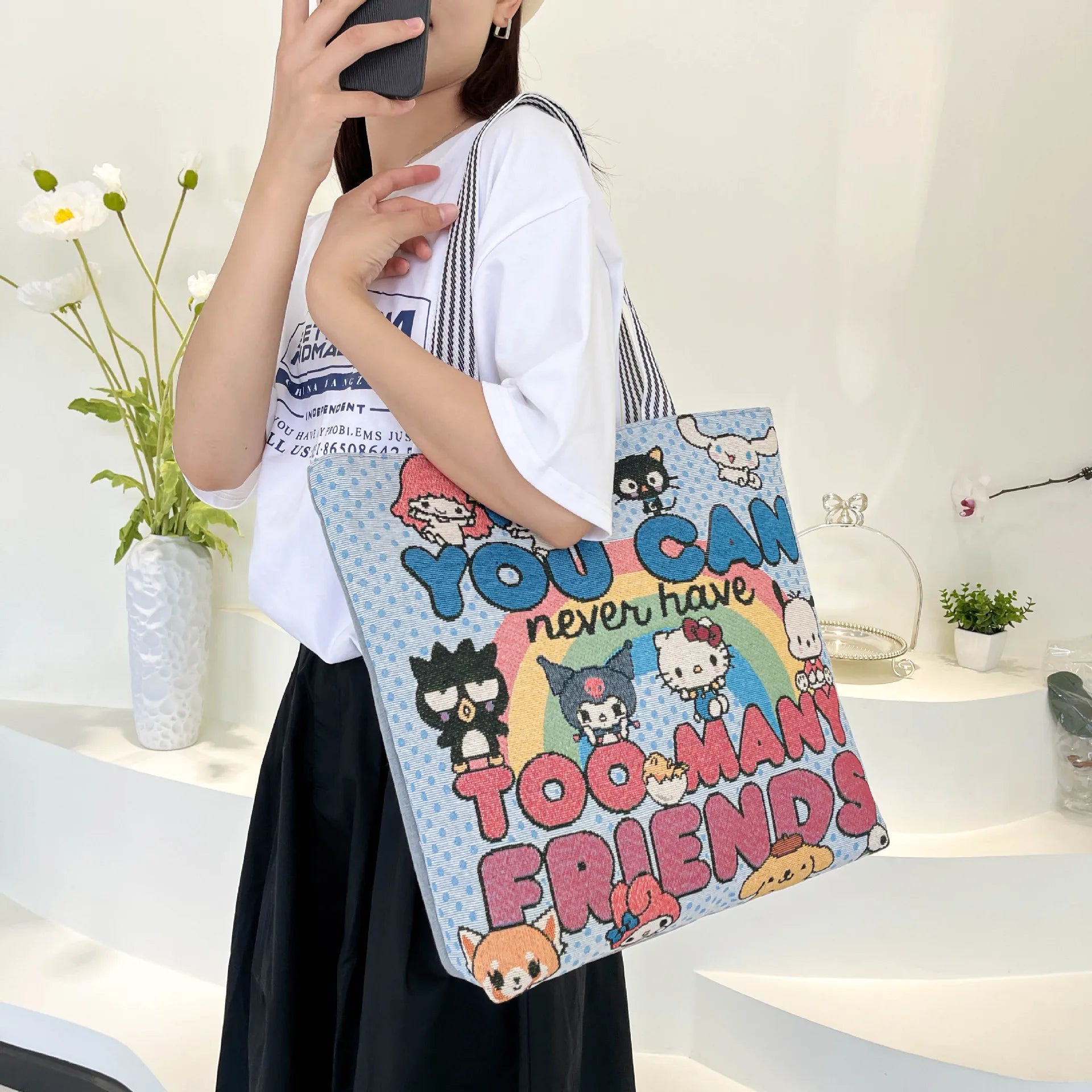 New Product: Handbag Student Tutoring Bag Large Capacity Canvas Bag Shoulder Bag Cartoon Storage Bag Cute Book Bag