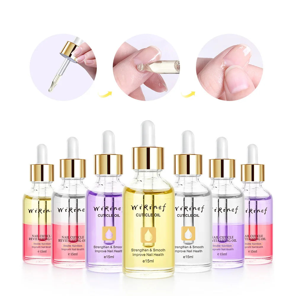 Private Label Custom Two Layer Favors 15ml 24k Gold Foil Flakes Organic Nail Nutrition Cuticle Revitalizer Oil With Dropper