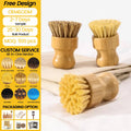 Low MOQ Kitchen Cleaning Dish Brush Set Bamboo & Wood Pot Brush Sisal Bristle Hand Design Style Cleaning Tools for Home Bathroom