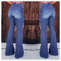 Ripped Casual Denim Flare Jeans Women Spring Summer High Waist Elastic Breathable Washed