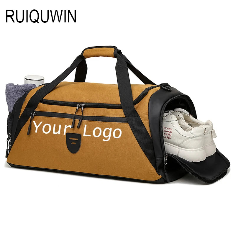 RUIQUWIN Custom Sports Waterproof Gym Bag for Men Fitness Shoe Space Duffle with Sneaker Travel Luggage Garment Storage