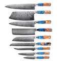 9-Piece Japanese VG10 Professional Kitchen Damascus Knife Set with Resin Handles