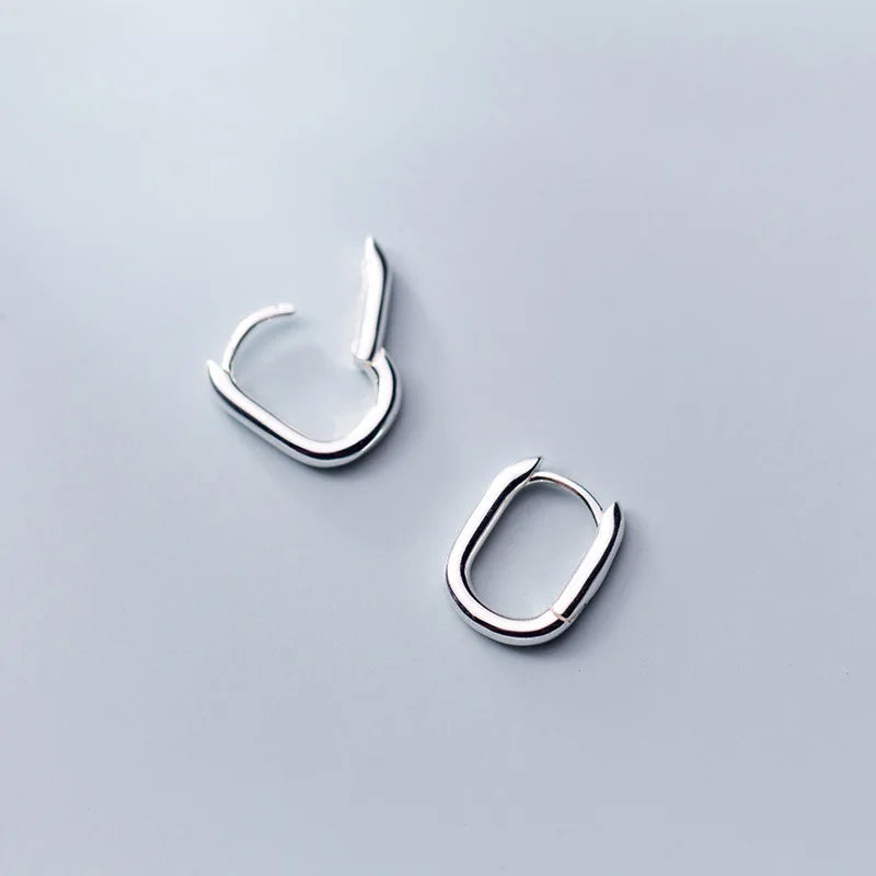 Fashion 925 Sterling Silver Geometric Oval Ear Buckles Clip Earrings Jewelry