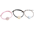 Stainless Steel Jewelry String Cord Round Disc Bracelet Custom Coin Charm Engrave King Queen Crown Bracelet for Women Men