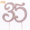 Cake Accessories Guangzhou Party Decoration Rose Number 35 Birthday Sparkle Rhinestone Cake Topper