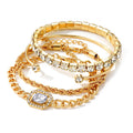 Go Party 4 Pcs/Set Crystal Rhinestone Charm Bracelets Bangles Geometric Twist Tennis Chain Bracelet Set Cuff Bracelet for Women