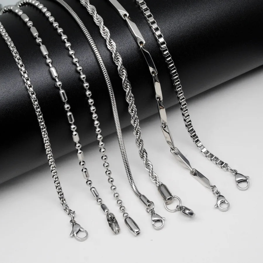 Colorfast Stainless Steel Box Snake Bead Twist Slub Chain DIY Necklace Pendant Chain Color Preserving Chain Jewelry Accessories