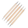 New Arrival Professional Double Head Wooden Dotting Nail Pen with Alloy Brush Pure Wood Handle Nail Art Tools 5-Piece Set