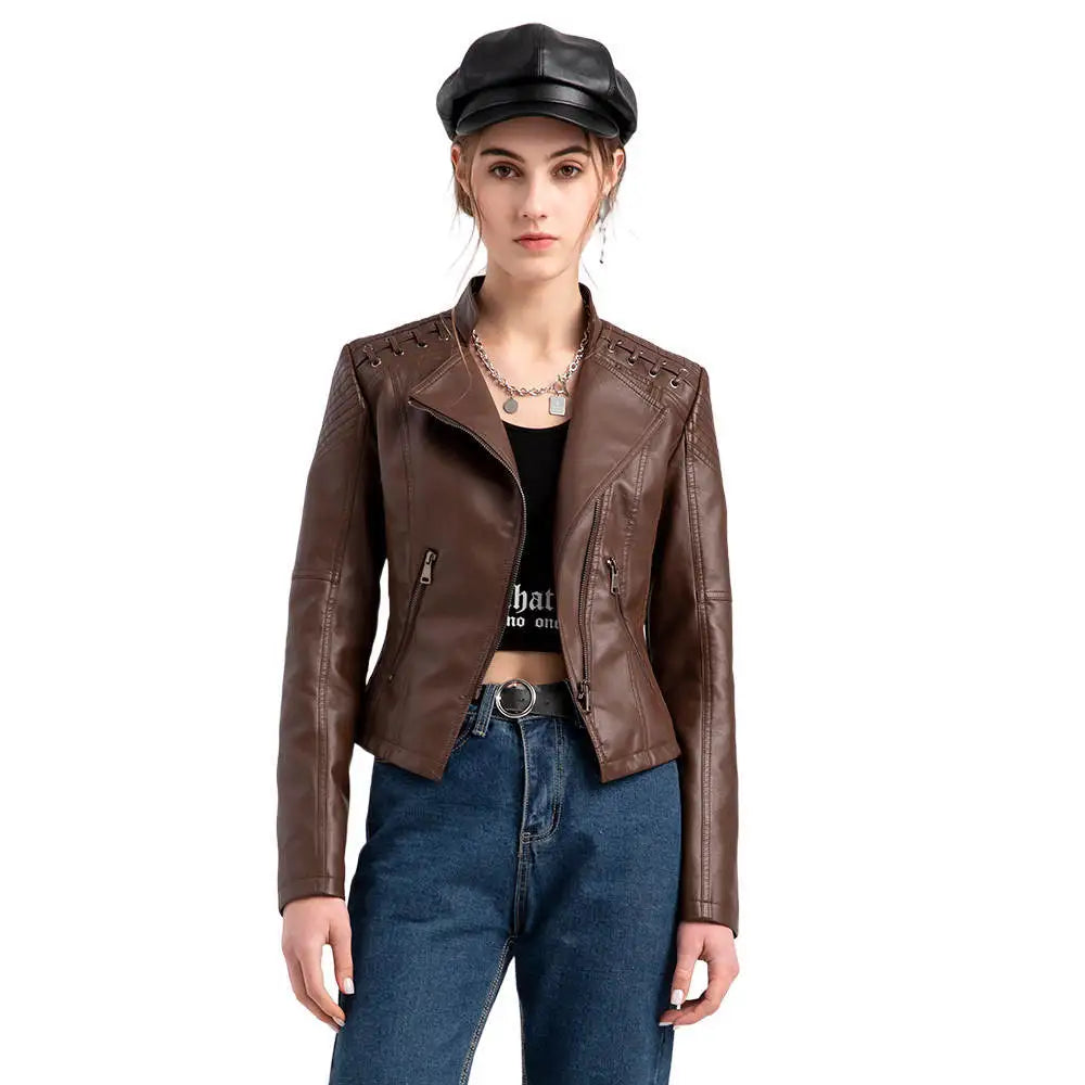 Wholesale Women's Motorcycle Clothing Slim Short Leather Jackets Hot Sale Spring Autumn Women Biker Jacket
