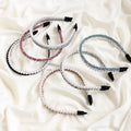 MIO New Arrival Pearl and Crystal Hard Headband Narrow Headwear Multi Colour Hoop Hair Band for Women