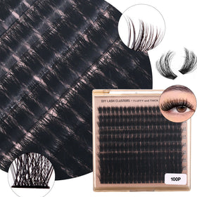 Wholesale Private Label DIY Cluster Eyelashes 10-18mm Mixed Length D Curl Volume 100P-200P Fluffy Thick Eyelashes Extensions