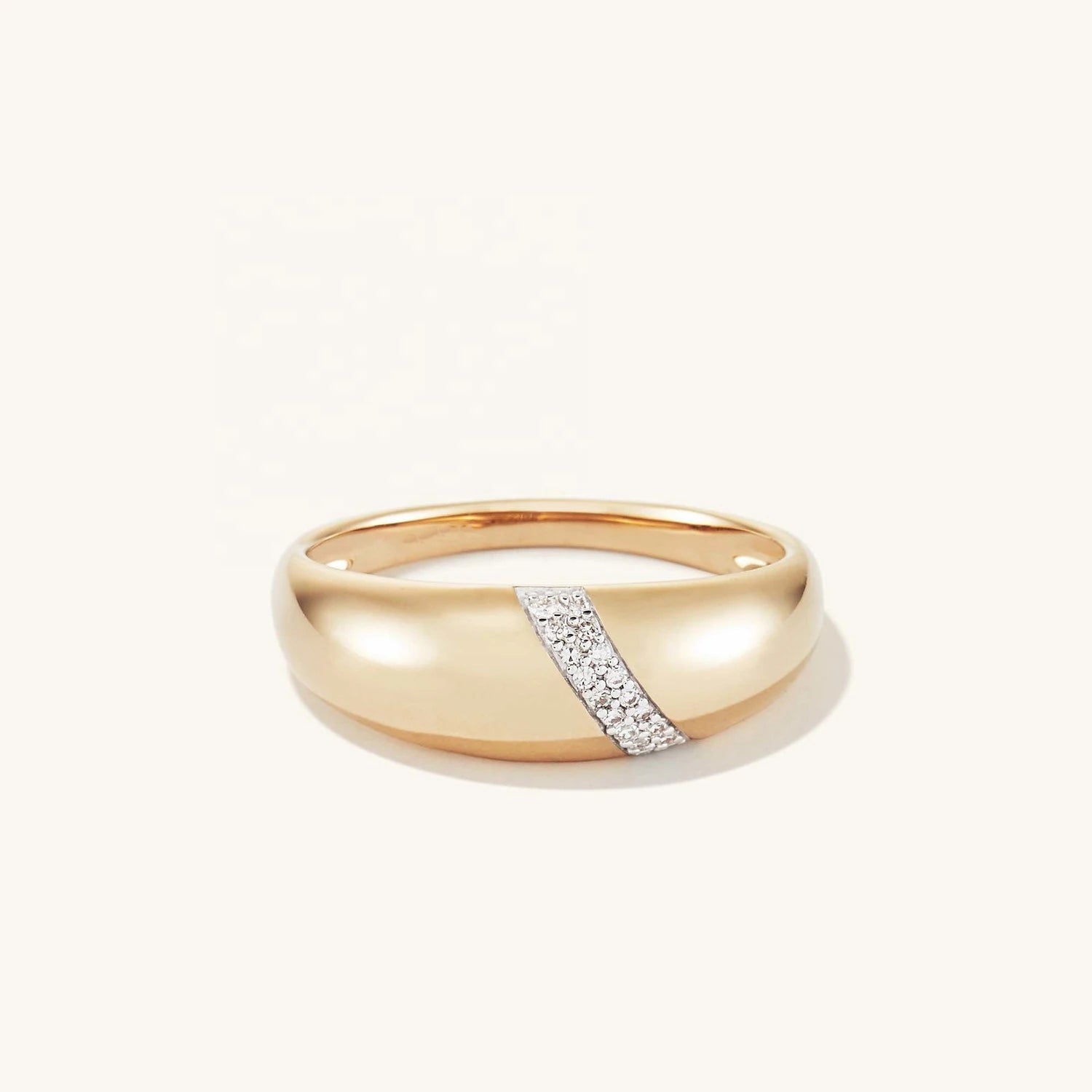 LOZRUNVE Sterling Silver 925 Gold Pave CZ Cubic Zirconia Dome Large  Finger Ring
