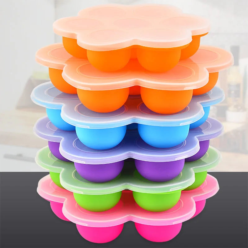 Food Grade Soft Touch Plastic Baby Food Ice Ball Mold Maker with Eco-Friendly PP Cover Ice Cream Cube Tray