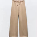 PLUSH Wide Jogger Pants for Women Cotton Jeans With High Waist Adjustable Elastic Drawstring Pronounced Seam Detail