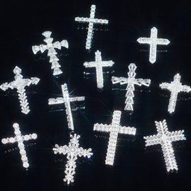 Custom Vvs Moissanite Cross Pendant Charms Hip Hop Style Iced Out Baguette Cut Diamond 925 Silver Fine Cross Pendant Jewelry