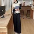 Round Neck Contrasting Color Autumn and Winter New Casual Loose Slimming Wide Leg Pants Knitted Two-piece Set for Women