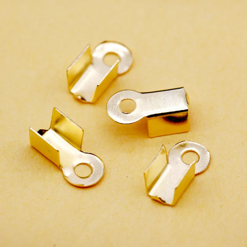ZYU-04 Crimp Beads Cove Clasps Cord End Taps 100pcs/Bag String Leather Clip Foldover DIY Necklace Connectors Jewelry Findings
