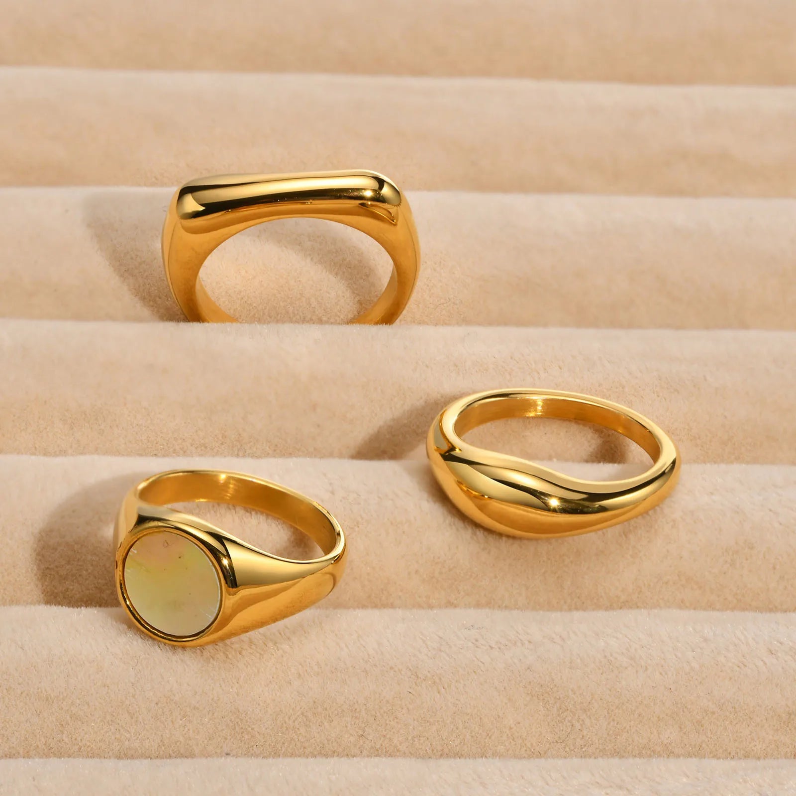 New Arrival 18k Gold Plated Ring Non Tarnish Jewelry Fashion Stainless Steel Hypoallergenic Rings for Women