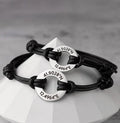 Inspire Jewelry Couple Bracelets Custom Coordinates Bracelet Handmade Circle Charm Bracelet With Wax Rope Adjustable