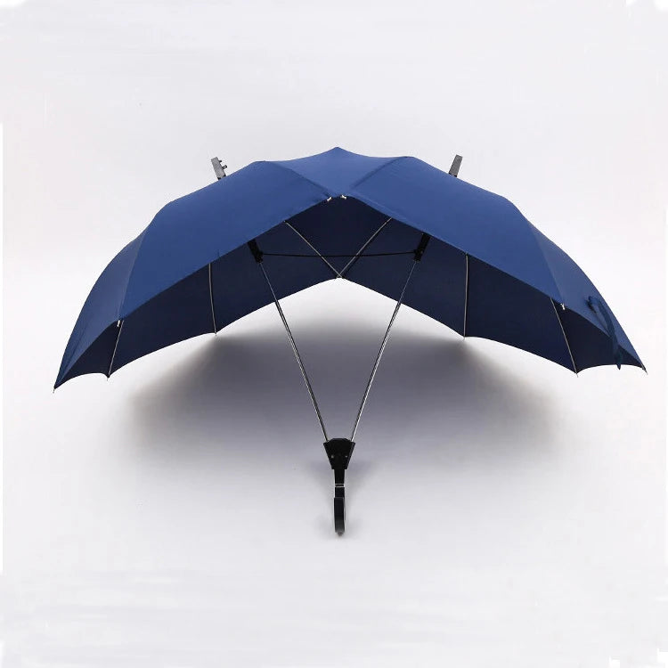 Creative Couple's Modern Plastic Handle Dual Canopy Double Rod Connected Fashionable Sun Rain Automatic UV Protection Umbrella