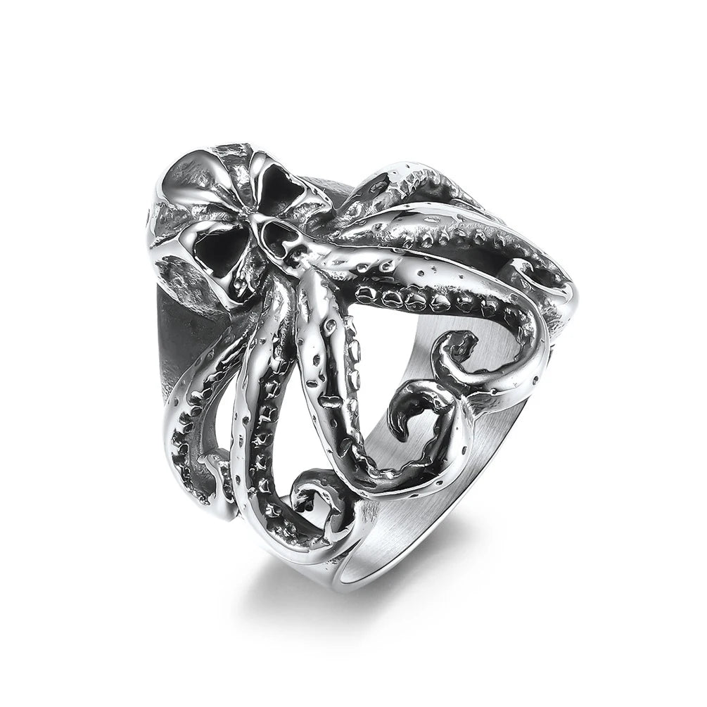 Punk Gothic Jewelry Stainless Steel Ocean Animal Octopus Ring