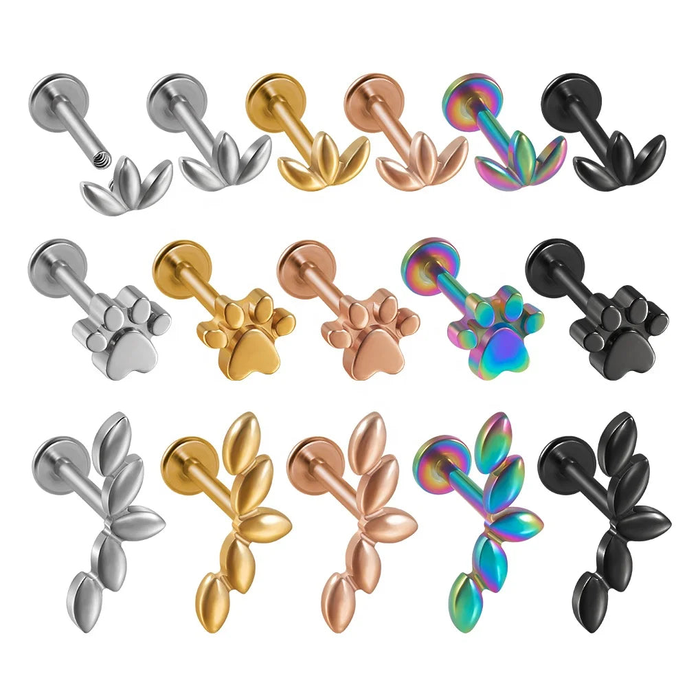 Wholesale 16G Stainless Steel Internal Thread Gold Ear Tragus Cartilage Piercing Helix Earring Labret Lip Rings Earrings Wedding