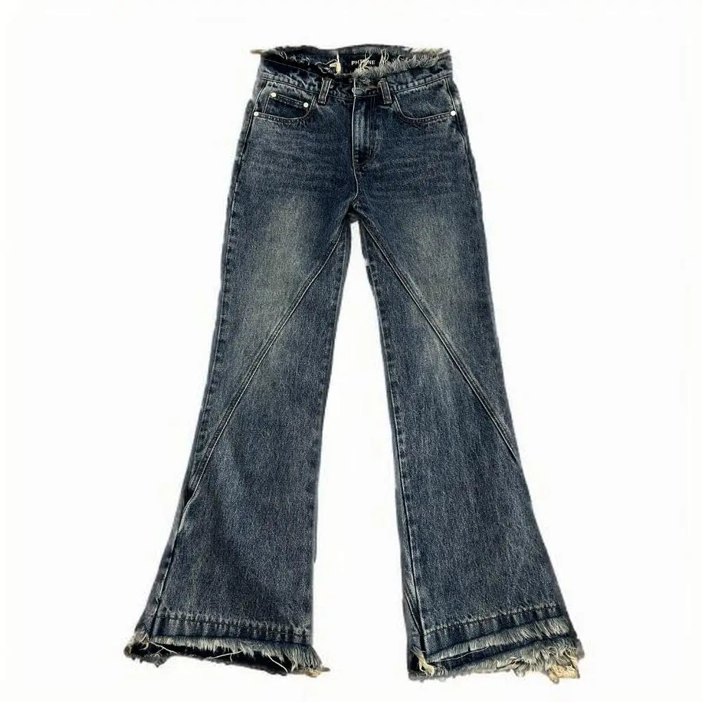 DENIMGUYS Fashion Denim Streetwear Jeans Custom Waist Ripped Distressed Men Flared Jeans Pants