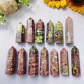 Natural Serpentine Red Aventurine Symbiosis Tower Crystal Point Polished Gemstone Model for Decoration Mascot Healing Properties