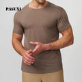 PASUXI Soft Skin-Friendly Men's Rayon T-Shirt Crew Neck Casual Gym Sports Fitness Training Top for Commuting MegaBDM
